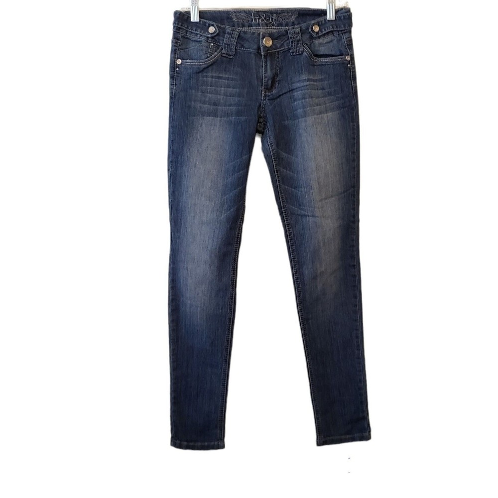 H&G Womens Jeans Blue Sz 7 Low Rise Denim Stretch Skinny Leg Y2K